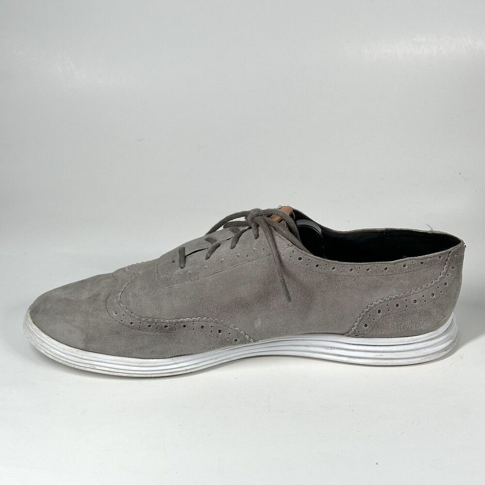 Cole Haan Misha Grand OS Women 10B Gray Suede Oxford II Shoes W05167 Wingtip - Picture 7 of 16